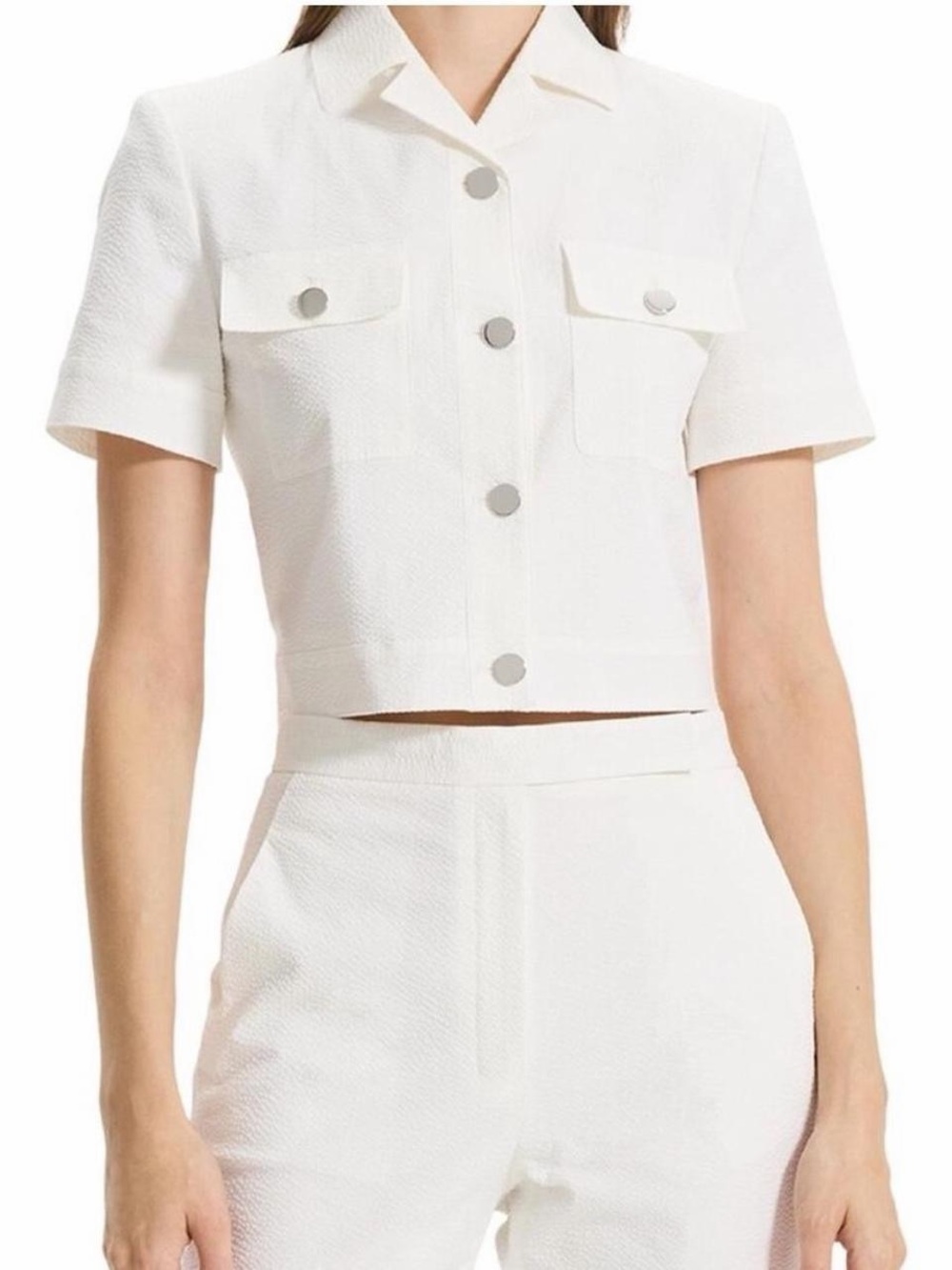 Theory white cropped blazer